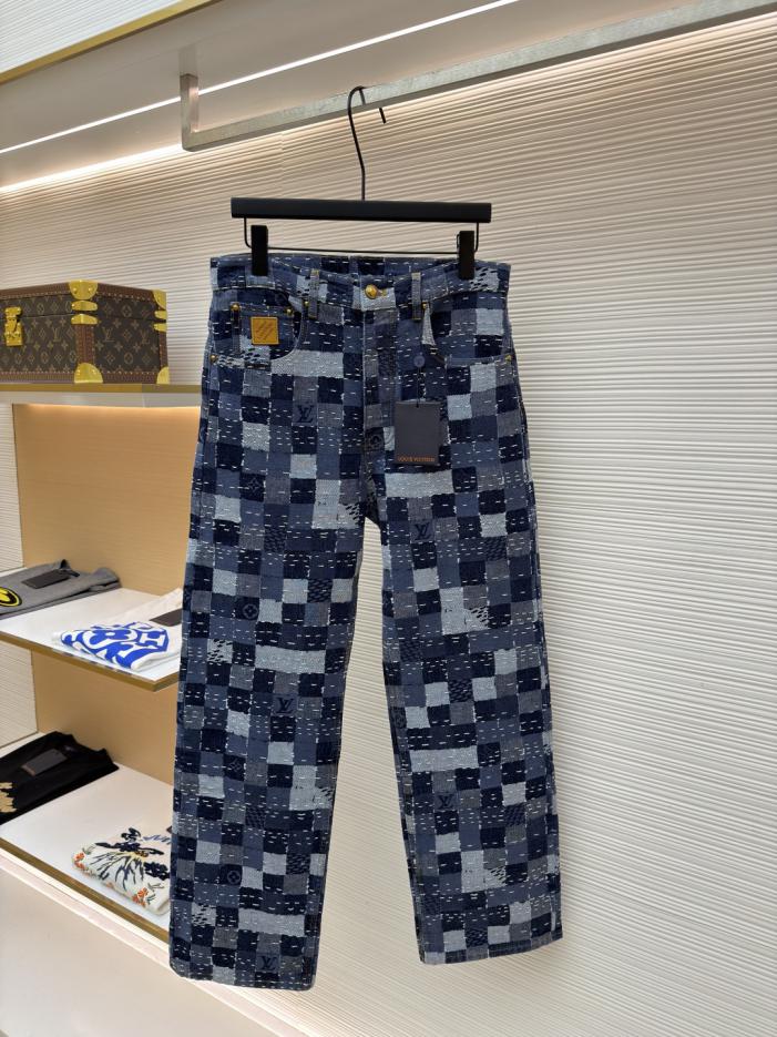 designer,replica,clothing,fake,1:1,lv,luxury,high quality LOUIS VUITTON Nigo collaboration jacquard checkered denim trousers (O9J6A) designer,replica,clothing,fake,1:1,lv,luxury,high quality LOUIS VUITTON Nigo collaboration jacquard checkered denim trousers (O9J6A)