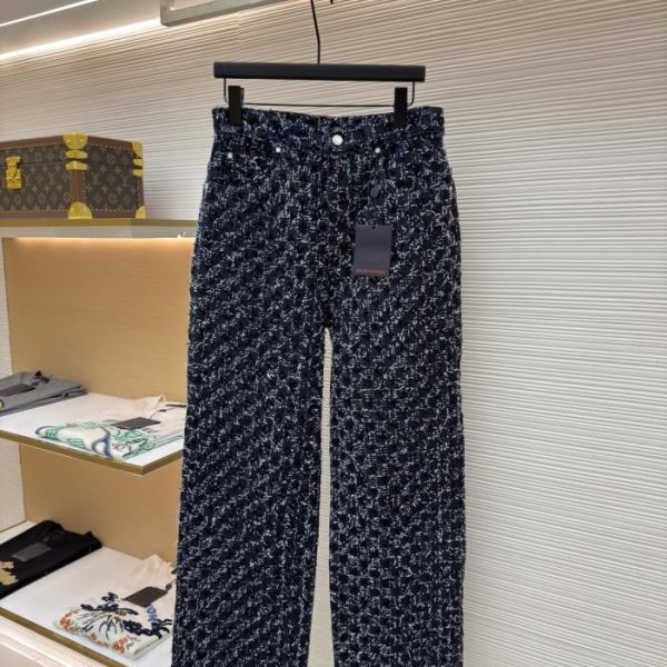 designer,replica,clothing,fake,1:1,lv,luxury,high quality LOUIS VUITTON Letter Flocked Jacquard Hooded Jeans (C5ZU2)