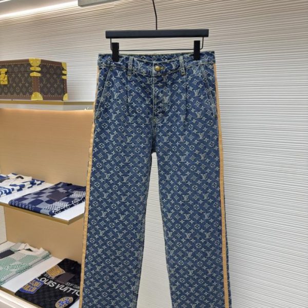 designer,replica,clothing,fake,1:1,lv,luxury,high quality LOUIS VUITTON Jacquard All-Print Stitched Jeans (BNY4T)