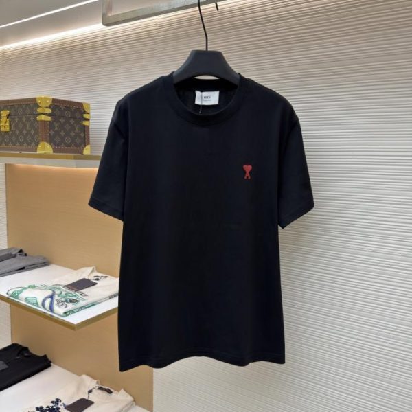 designer,replica,clothing,fake,1:1,lv,luxury,high quality Ami logo embroidered short-sleeved T-shirt, item number 1683026-X90(U2OBC)