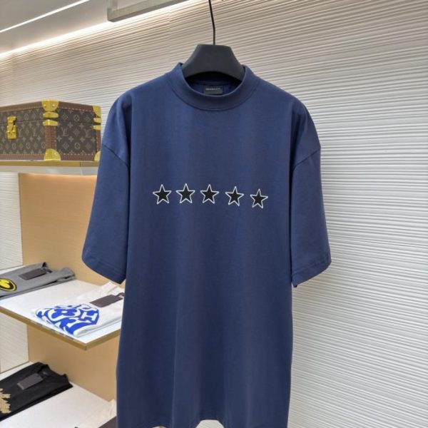 designer,replica,clothing,fake,1:1,lv,luxury,high quality Balenciaga star-embroidered short-sleeved T-shirt, item number 1682275-A20(HTU9A)