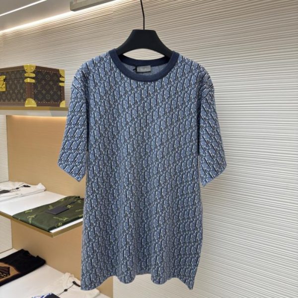 designer,replica,clothing,fake,1:1,lv,luxury,high quality DIOR Blue All-Over Jacquard Cotton Short-Sleeve T-Shirt, Item No. 1680548-B10 (DHBTB)