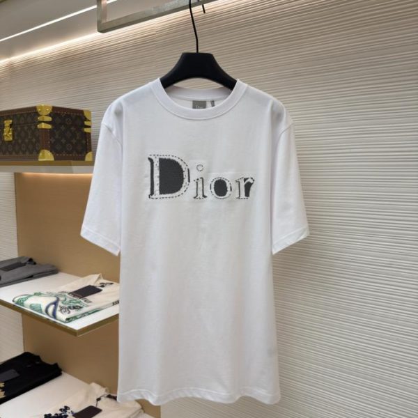 designer,replica,clothing,fake,1:1,lv,luxury,high quality Dior round neck short-sleeved shirt with dotted embroidery, item number 1683146-A05(RJYCS).