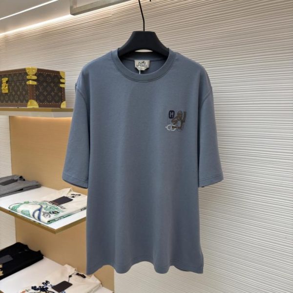 designer,replica,clothing,fake,1:1,lv,luxury,high quality Hermes Paris Appliquéd Leather Short-Sleeve T-Shirt, Item No. 1682958-X95(3O3MY)