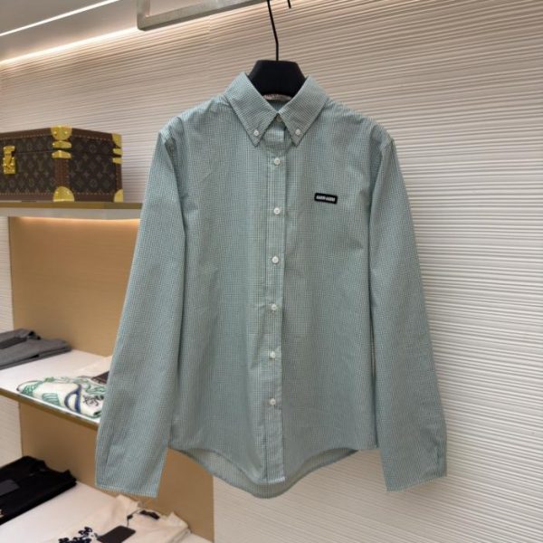 designer,replica,clothing,fake,1:1,lv,luxury,high quality MIU MIU Automne series single-breasted check long-sleeved shirt, item number 1683199-A75(GVIHD).