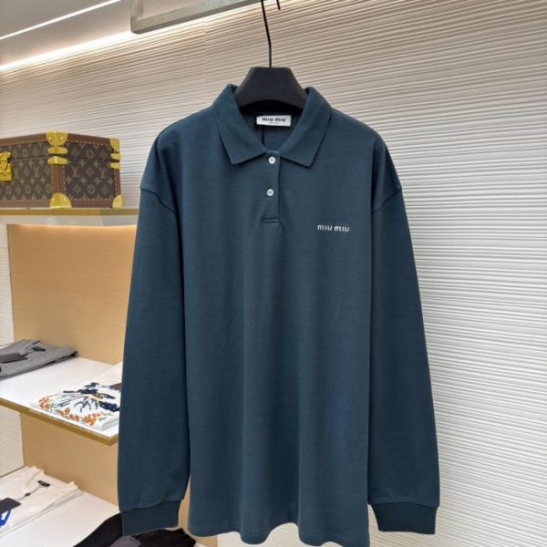 designer,replica,clothing,fake,1:1,lv,luxury,high quality MIUMIU Cotton Piqué Polo Shirt, Item No. 1681423-A10(SL3RV)