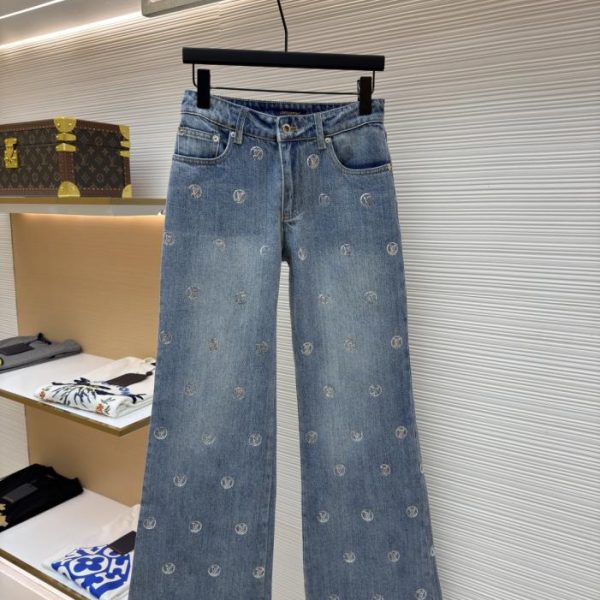 designer,replica,clothing,fake,1:1,lv,luxury,high quality LOUIS VUITTON Letter Sequin Jacquard High-Waisted Flared Jeans [Women’s Clothing] Item No. 1682370-B70(KV1TO)