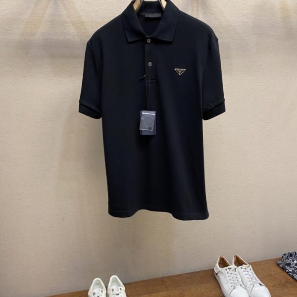 designer,replica,clothing,fake,1:1,lv,luxury,high quality Prada cotton polo shirt with triangle logo (M7JUW)