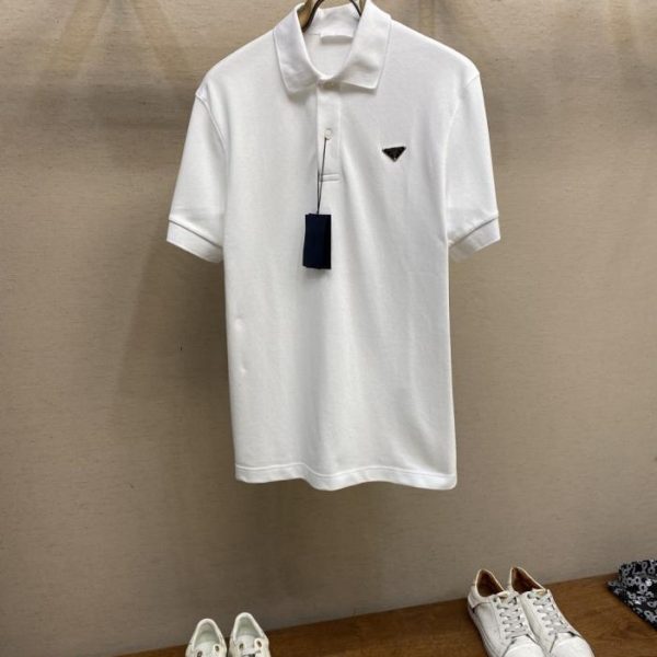 designer,replica,clothing,fake,1:1,lv,luxury,high quality Prada cotton polo shirt with triangle logo (Y7KCA)