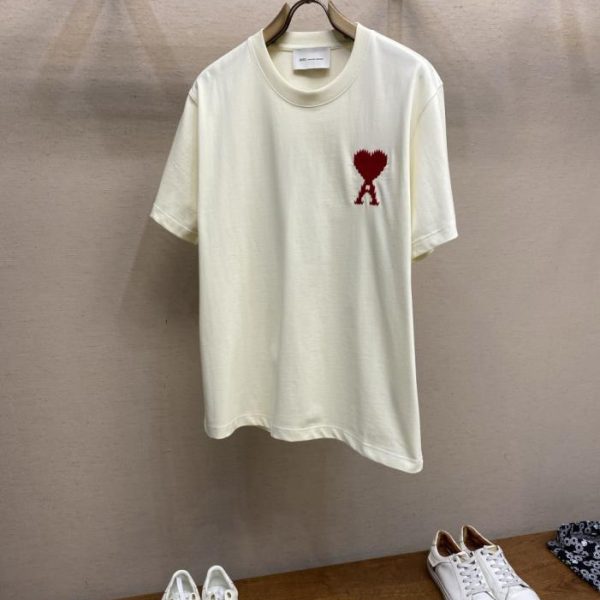 designer,replica,clothing,fake,1:1,lv,luxury,high quality AMI Embroidered Loose Fit Cotton Short-Sleeve T-Shirt (UX0GC)