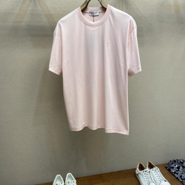 designer,replica,clothing,fake,1:1,lv,luxury,high quality YSL Natural Silk Classic Embroidered T-Shirt (ZRO2U)