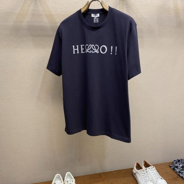 designer,replica,clothing,fake,1:1,lv,luxury,high quality Loewe early spring cotton short-sleeve T-shirt. Features a Hello Anagram print on the front (6OA33).