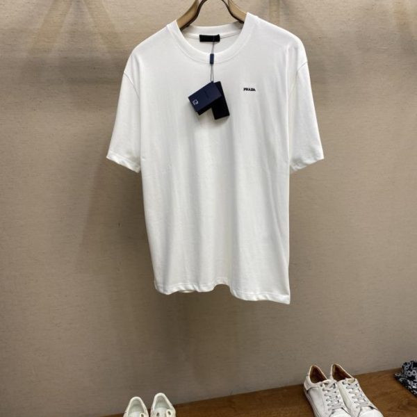 designer,replica,clothing,fake,1:1,lv,luxury,high quality Prada embroidered small letter four-color pure cotton short-sleeved T-shirt (HO7G3)