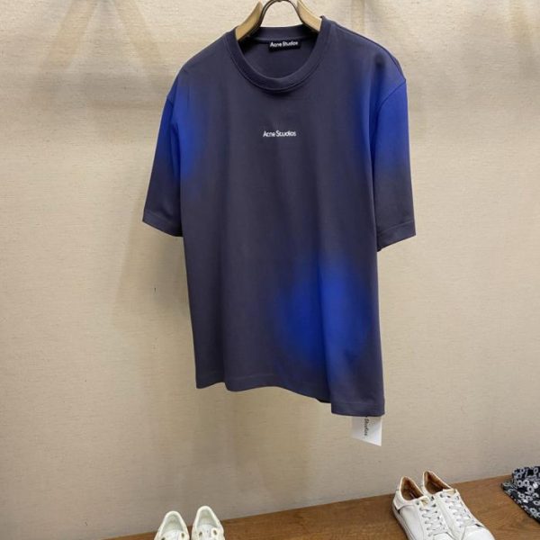 designer,replica,clothing,fake,1:1,lv,luxury,high quality AC Crew Neck Loose Short-Sleeve T-Shirt, Washed Gray with Blue Color Block, Embroidered Logo and Lettering, Loose Fit, Unisex (WEOLV)