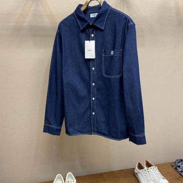 designer,replica,clothing,fake,1:1,lv,luxury,high quality Celine’s embroidered denim shirt is made from 100% high-count cotton (7DOF3).