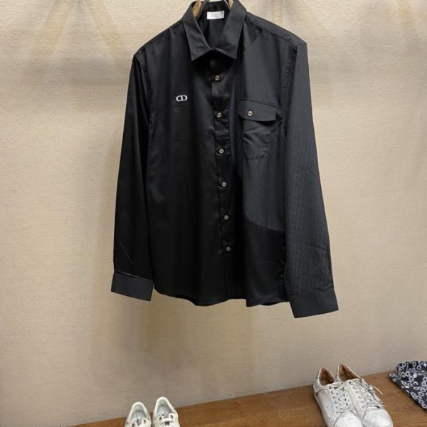 designer,replica,clothing,fake,1:1,lv,luxury,high quality Dior Classic Monogram Collection Patchwork Silk Long-Sleeve Blouse (CBVB4)