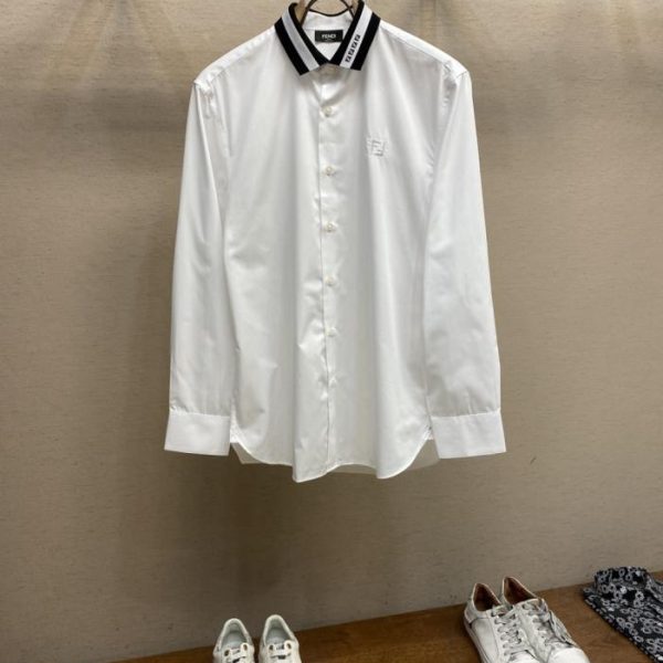 designer,replica,clothing,fake,1:1,lv,luxury,high quality Fendi Stylish and Simple Knitted Collar Long-Sleeve Shirt (2SAXF)