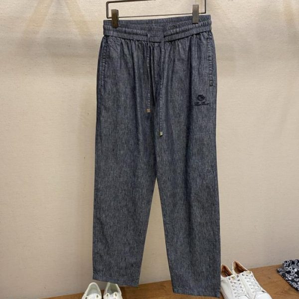 designer,replica,clothing,fake,1:1,lv,luxury,high quality LP Grey-Blue Pocket Leather Linen Pants, Casual Pants (MFHQH)