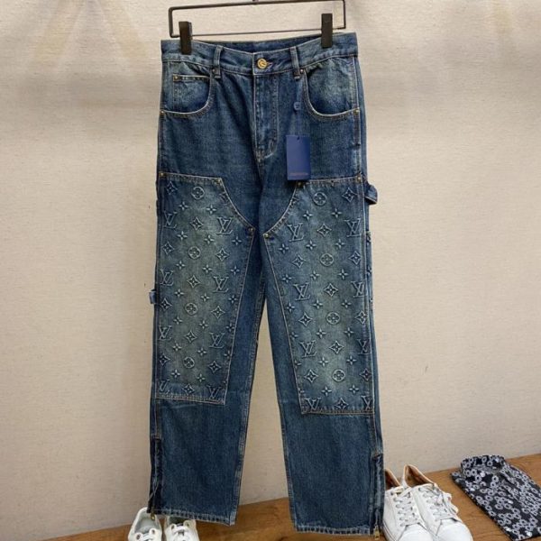 designer,replica,clothing,fake,1:1,lv,luxury,high quality LV LU Embossed Jeans (X8IVU)