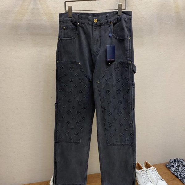 designer,replica,clothing,fake,1:1,lv,luxury,high quality LV LU Embossed Jeans (XRWBY)