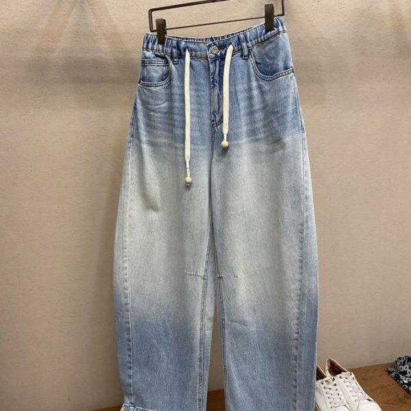 designer,replica,clothing,fake,1:1,lv,luxury,high quality BV Sea Salt Gradient Drawstring Wide-Leg Jeans (AE8X4)