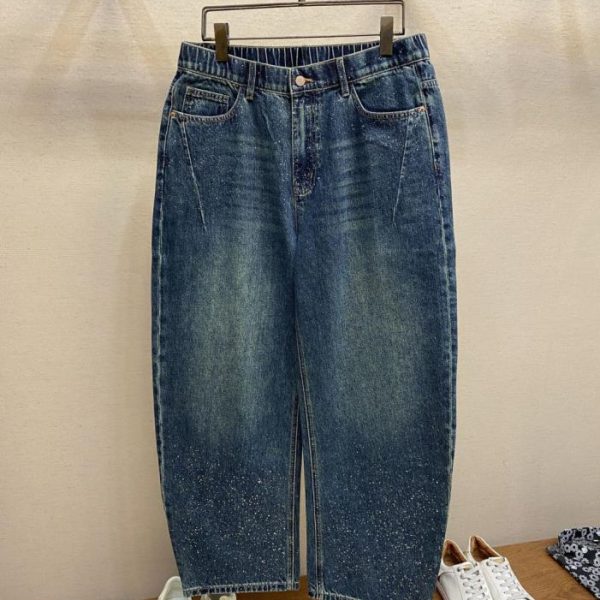 designer,replica,clothing,fake,1:1,lv,luxury,high quality MM6 Golden Galaxy Loose Fit Casual Jeans (10F1Y)
