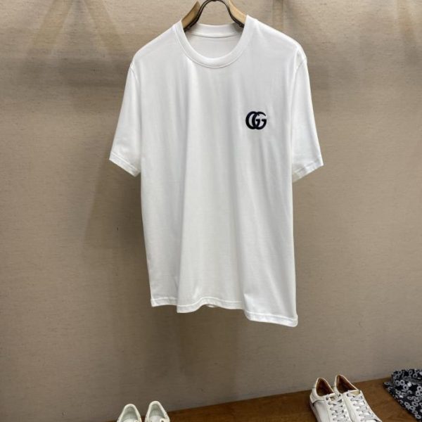 designer,replica,clothing,fake,1:1,lv,luxury,high quality New Gucci embroidered logo short-sleeved shirt (OU7GU)