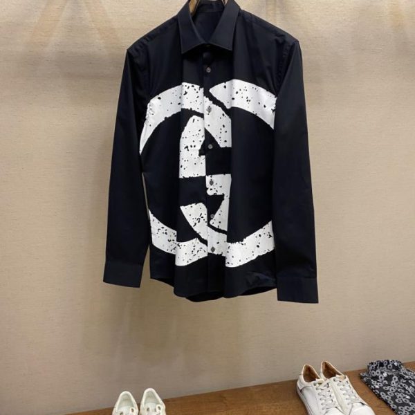 designer,replica,clothing,fake,1:1,lv,luxury,high quality Gucci minimalist business casual printed long-sleeved shirt (FK98U)