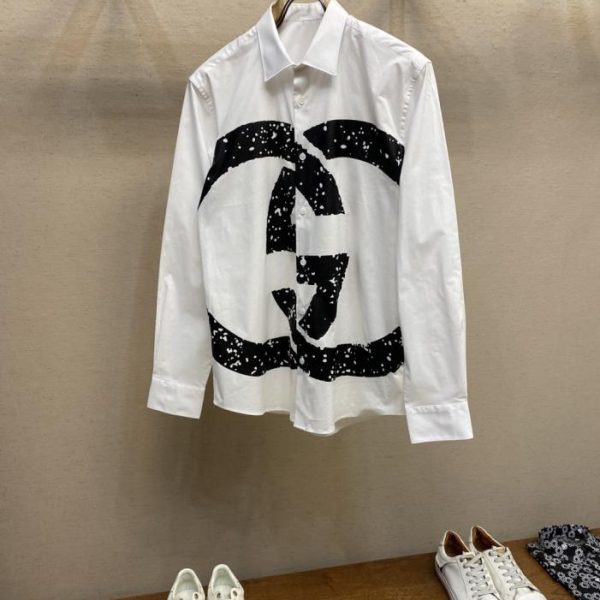 designer,replica,clothing,fake,1:1,lv,luxury,high quality Gucci minimalist business casual printed long-sleeved shirt (WKEAA)