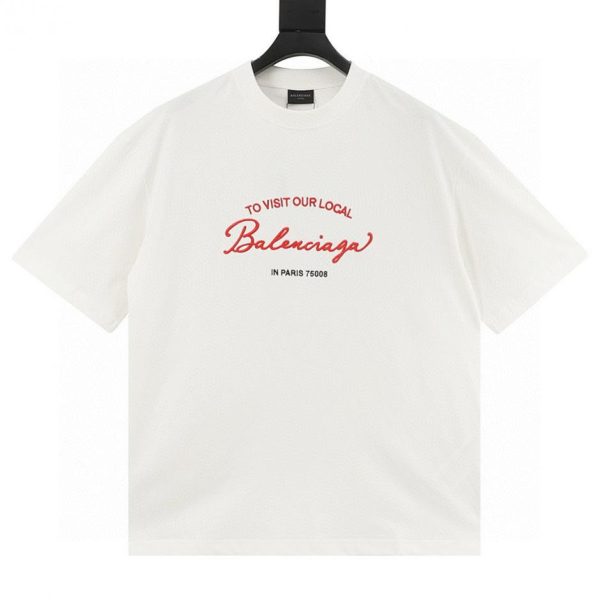 designer,replica,clothing,fake,1:1,lv,luxury,high quality Balenciaga Embroidered Handwritten Slogan Letter Short-Sleeve T-Shirt (5994)