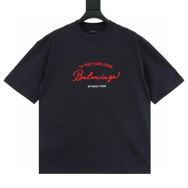 designer,replica,clothing,fake,1:1,lv,luxury,high quality Balenciaga Embroidered Handwritten Slogan Letter Short-Sleeve T-Shirt (8664)