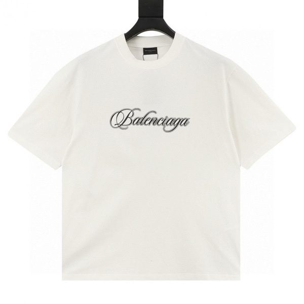 designer,replica,clothing,fake,1:1,lv,luxury,high quality Balenciaga Overlapping Cursive Letter Print Short-Sleeve T-Shirt (0CF1)