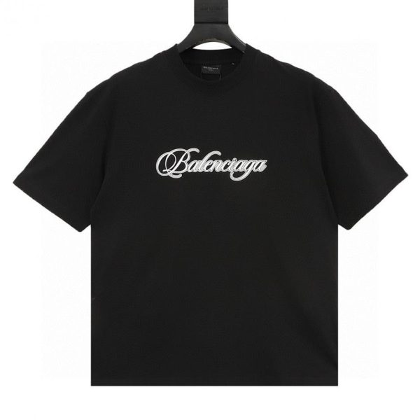 designer,replica,clothing,fake,1:1,lv,luxury,high quality Balenciaga Overlapping Cursive Letter Print Short-Sleeve T-Shirt (7E29)