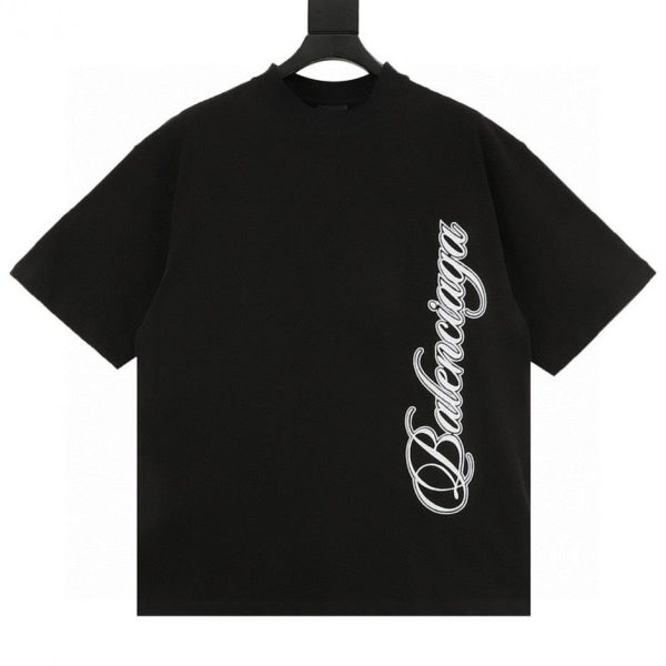 designer,replica,clothing,fake,1:1,lv,luxury,high quality Balenciaga Short-Sleeve T-Shirt with Cursive Lettering on the Side (AD29)
