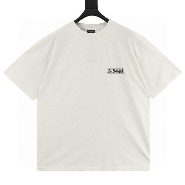designer,replica,clothing,fake,1:1,lv,luxury,high quality Balenciaga distressed print letter T-shirt with duct tape on the back (17A9)
