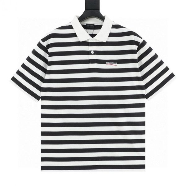 designer,replica,clothing,fake,1:1,lv,luxury,high quality Balenciaga Striped Coca-Cola Letter Short-Sleeve Polo Shirt (DC5D)