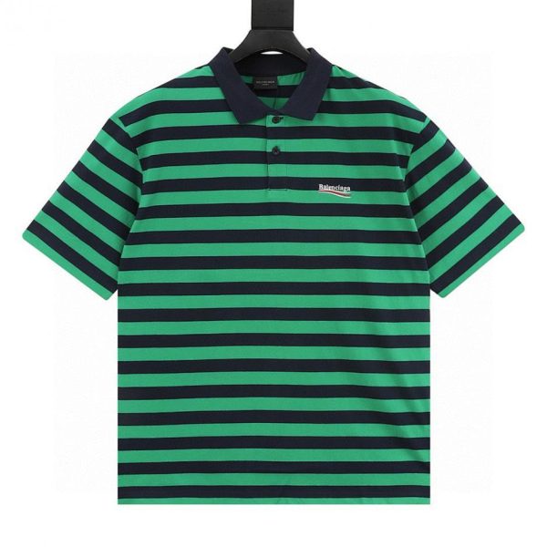 designer,replica,clothing,fake,1:1,lv,luxury,high quality Balenciaga Striped Coca-Cola Letter Short-Sleeve Polo Shirt (F7A9)