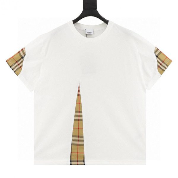 designer,replica,clothing,fake,1:1,lv,luxury,high quality BURBERRY Check Patchwork Short-Sleeve T-Shirt (E97D)