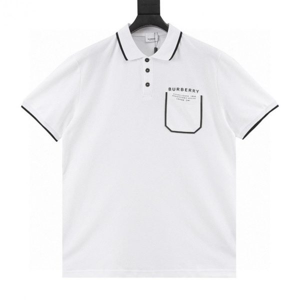 designer,replica,clothing,fake,1:1,lv,luxury,high quality BURBERRY Short-Sleeve Polo Shirt with Letter Print on Chest Pocket (0084)