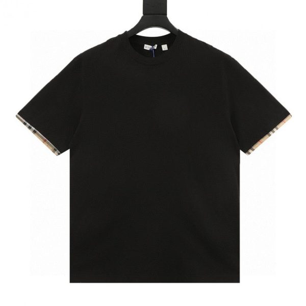 designer,replica,clothing,fake,1:1,lv,luxury,high quality Burberry check patchwork short-sleeved T-shirt (37C6)