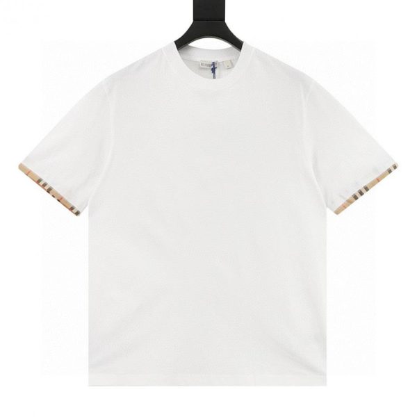designer,replica,clothing,fake,1:1,lv,luxury,high quality Burberry check patchwork short-sleeved T-shirt (D77A)