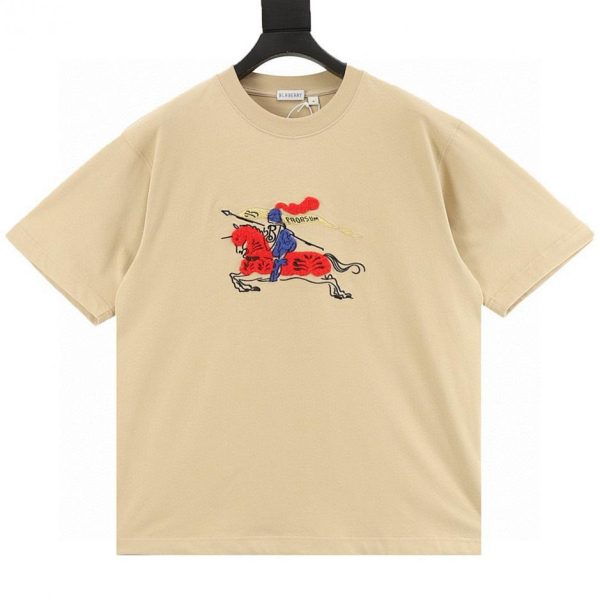 designer,replica,clothing,fake,1:1,lv,luxury,high quality Burberry Flocked Horse Embroidery Rider Short-Sleeve T-Shirt (98F3)