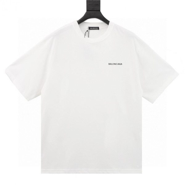 designer,replica,clothing,fake,1:1,lv,luxury,high quality BALENCIAGA Crew Neck Short-Sleeve T-Shirt with Front and Back Letter Print (0B21)