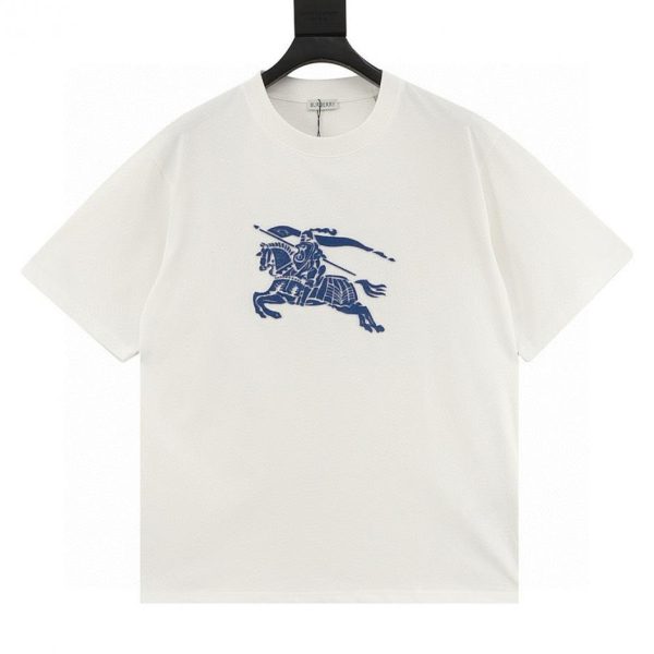 designer,replica,clothing,fake,1:1,lv,luxury,high quality BURBERRY Blue Horse Toothbrush Embroidered Short-Sleeve T-Shirt (D25B)