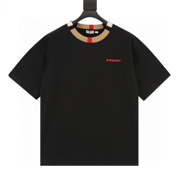 designer,replica,clothing,fake,1:1,lv,luxury,high quality BURBERRY Crew Neck Short-Sleeve T-Shirt with Collar Panel Design (D6C0)