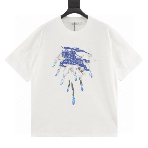 designer,replica,clothing,fake,1:1,lv,luxury,high quality BURBERRY Horse Toothbrush Embroidery and Splatter Print Short-Sleeve T-Shirt (16C6)