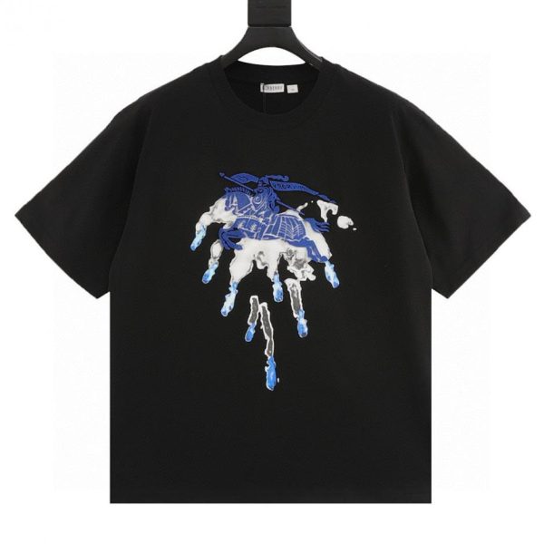 designer,replica,clothing,fake,1:1,lv,luxury,high quality BURBERRY Horse Toothbrush Embroidery and Splatter Print Short-Sleeve T-Shirt (97FF)