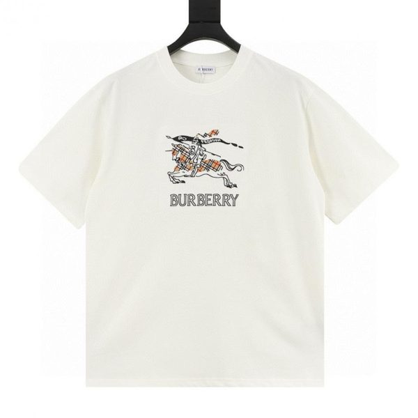 designer,replica,clothing,fake,1:1,lv,luxury,high quality BURBERRY Sketch Check Embroidered Horse Short-Sleeve T-Shirt (81DA)