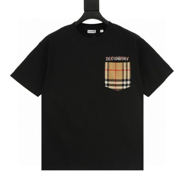 designer,replica,clothing,fake,1:1,lv,luxury,high quality BURBERRY Check Pocket Nylon Patchwork Short-Sleeve T-Shirt (2296)