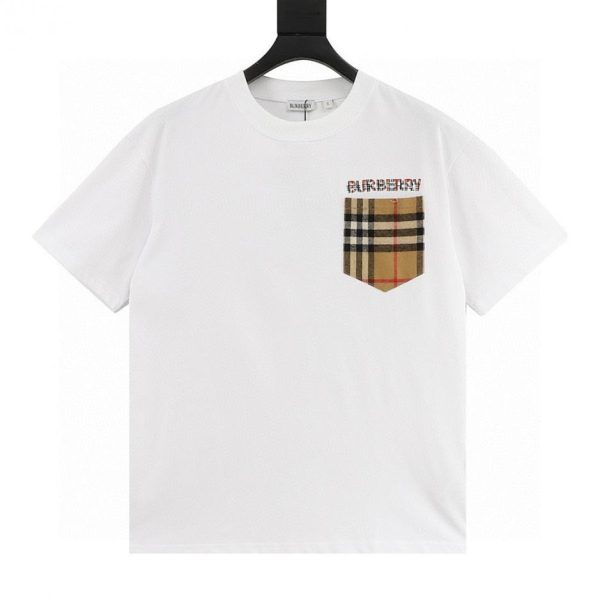 designer,replica,clothing,fake,1:1,lv,luxury,high quality BURBERRY Check Pocket Nylon Patchwork Short-Sleeve T-Shirt (42B5)